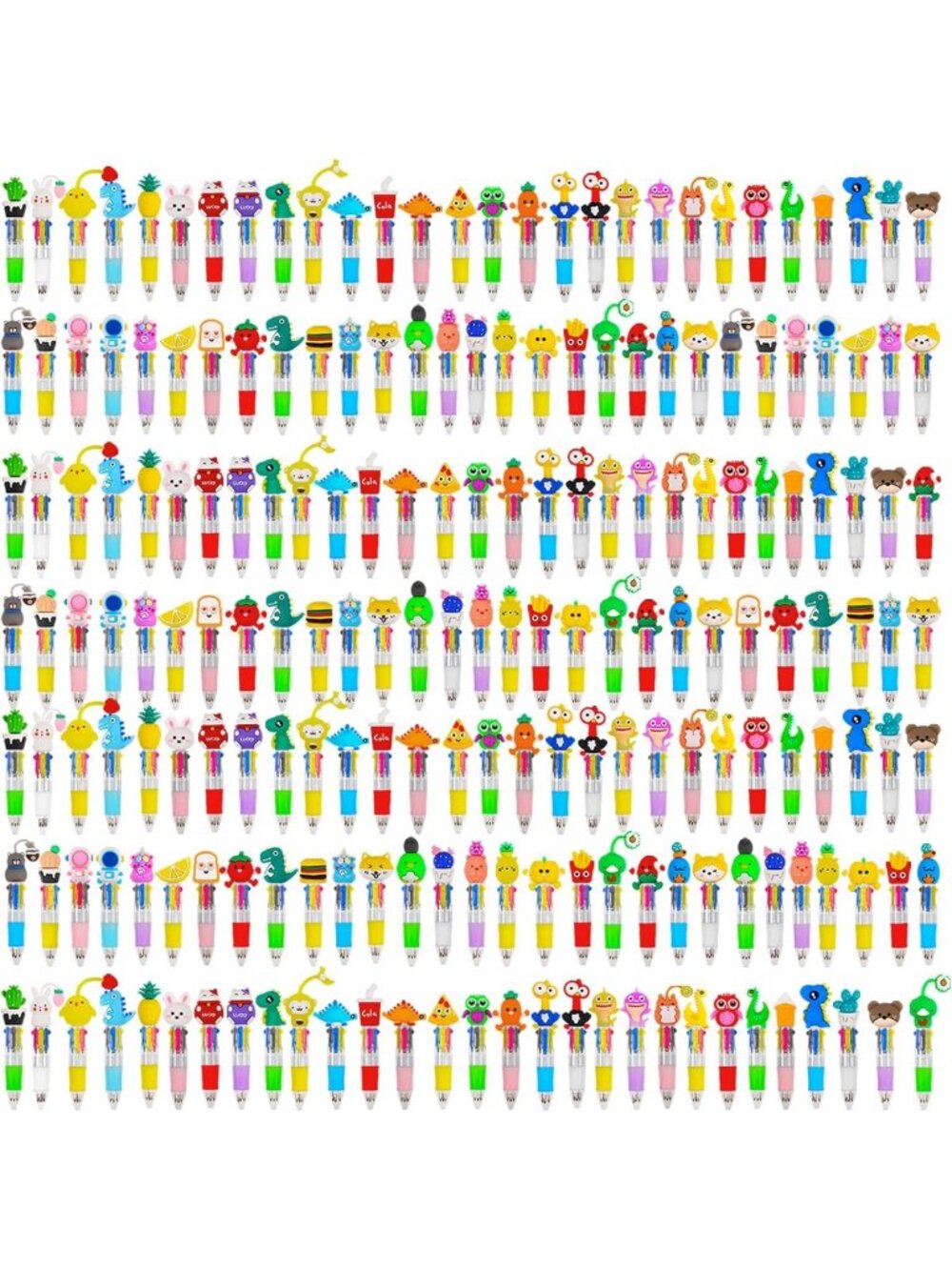 200Pcs Mini Multicolor Cute 4-in-1 Ballpoint Pens - Fun Party Gifts & Kawaii Ink